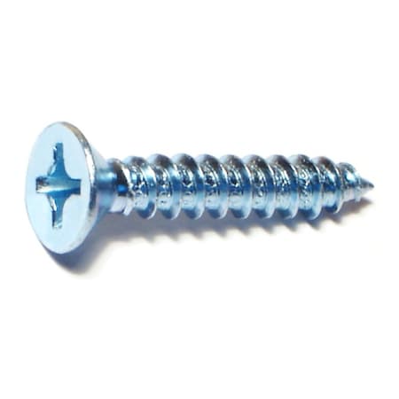 Midwest Fastener Sheet Metal Screw, #12 x 1-1/4 in, Zinc Plated Steel Flat Head Phillips Drive, 100 PK 03032